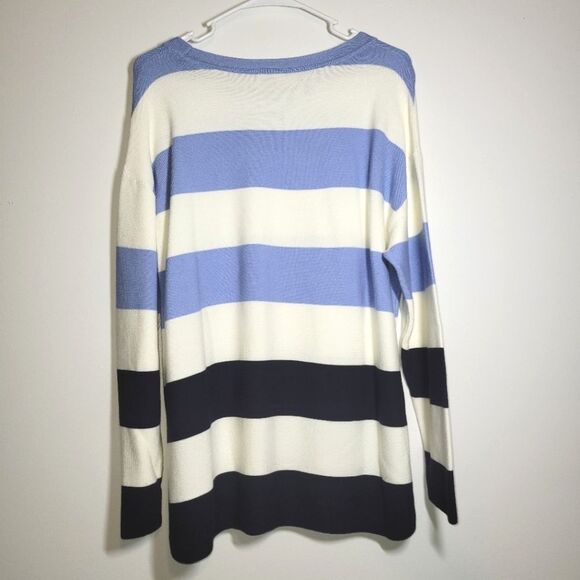 Talbots Blue Button Striped Sweater XLP XL Petite - Picture 6 of 9